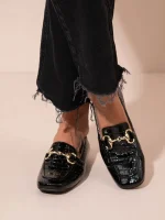 Le Moccasin Noir Γυναικεία Δερμάτινα Μοκασίνια Μαύρα
