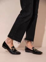 Le Moccasin Noir Γυναικεία Δερμάτινα Μοκασίνια Μαύρα - Image 4