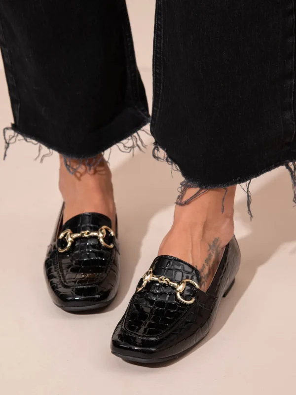 Le Moccasin Noir Γυναικεία Δερμάτινα Μοκασίνια Μαύρα - Image 6