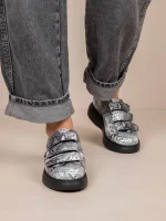 Triade Snake Γυναικεία Δερμάτινα Sneakers Γκρι/Λεύκο/Μαύρο - Image 5