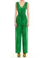SLEEVELESS JERSEY JUMPSUIT CROCO GREEN