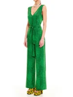 SLEEVELESS JERSEY JUMPSUIT CROCO GREEN - Image 3