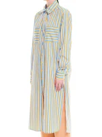 PRINTED MAXI SHIRT DRESS STRIPES BLUE - Image 3