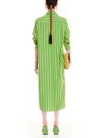 PRINTED MAXI SHIRT DRESS STRIPES GREEN - Image 2