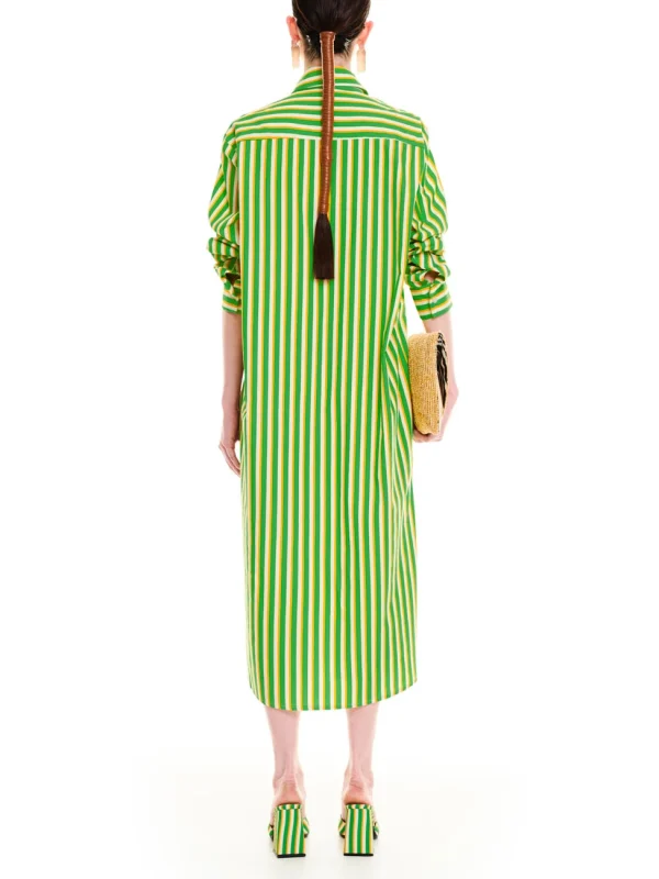 PRINTED MAXI SHIRT DRESS STRIPES GREEN - Image 2