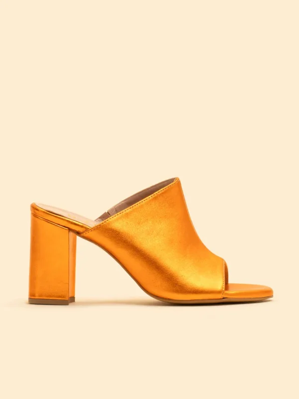 Claire Metallic Orange, Πέδιλα Γυναικεία Δερμάτινα WEARExSANDALISTA - Image 1