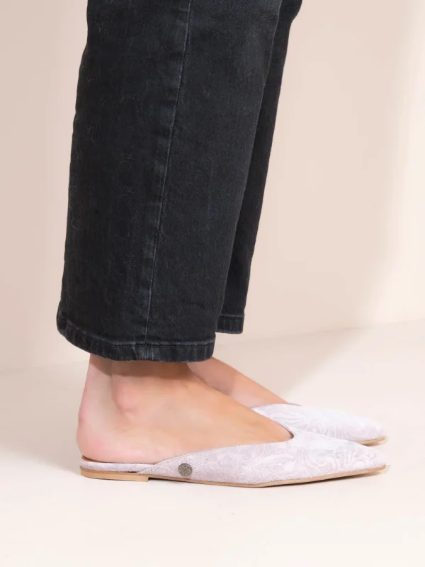 Brocade Gray - Γυναικεία Δερμάτινα Mules Flat - Image 2
