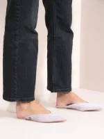 Brocade Gray - Γυναικεία Δερμάτινα Mules Flat - Image 3
