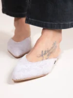 Brocade Gray - Γυναικεία Δερμάτινα Mules Flat - Image 4