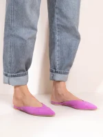 Brocade Magenta, Γυναικεία Δερμάτινα Mules Flat - Image 2