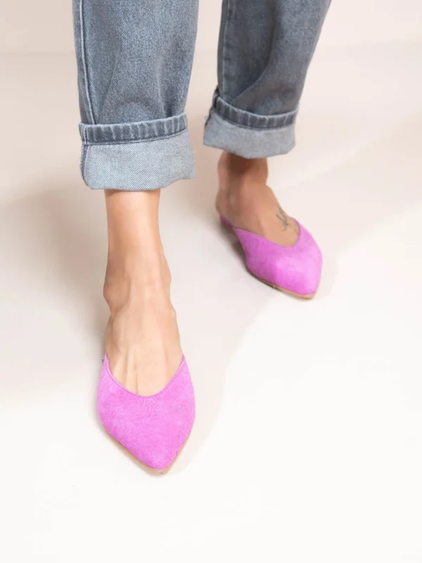 Brocade Magenta, Γυναικεία Δερμάτινα Mules Flat - Image 4