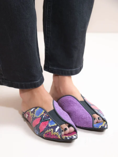 Cap Mauve - Γυναικεία Δερμάτινα Mules Flat