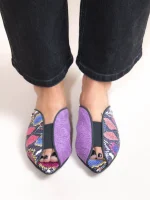 Cap Mauve - Γυναικεία Δερμάτινα Mules Flat - Image 4