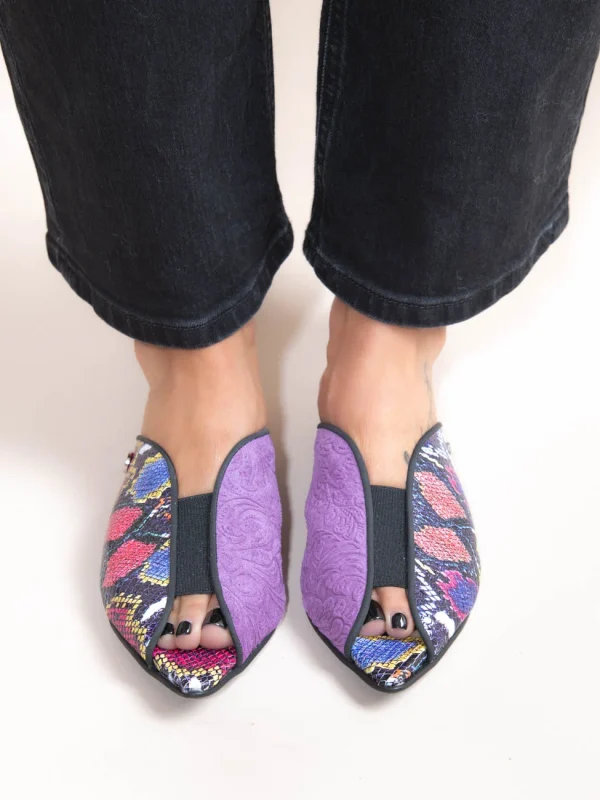 Cap Mauve - Γυναικεία Δερμάτινα Mules Flat - Image 4