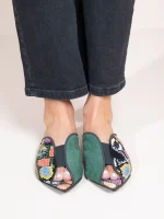 Cap Multi, Δερμάτινα Mules πολύχρωμα με snake print