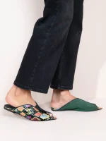 Cap Multi, Δερμάτινα Mules πολύχρωμα με snake print - Image 2