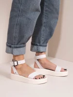 Caree Ivory Γυναικεία Δερμάτινα Flatforms Ιβουάρ - Image 4