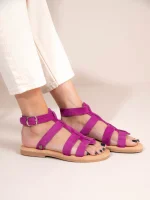 Gladiator Magenta - Σανδάλια Γυναικεία Δερμάτινα, Φλατ - Image 3