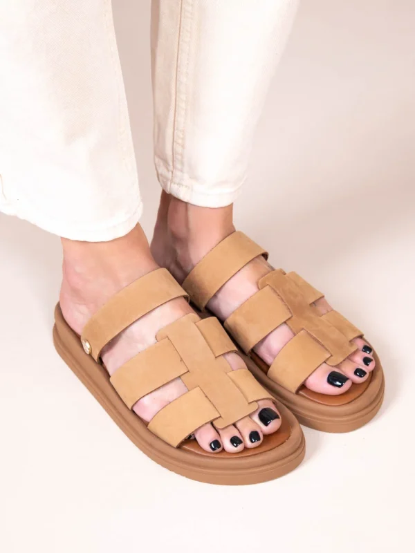 Anne Soft  Γυναικεία Δερμάτινα Flatforms Ταμπά - Image 1