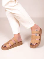 Anne Soft  Γυναικεία Δερμάτινα Flatforms Ταμπά - Image 2