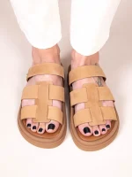 Anne Soft  Γυναικεία Δερμάτινα Flatforms Ταμπά - Image 4