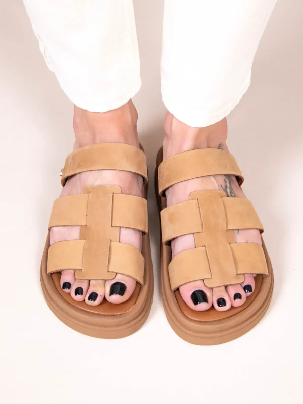 Anne Soft  Γυναικεία Δερμάτινα Flatforms Ταμπά - Image 4