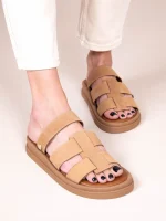 Anne Soft  Γυναικεία Δερμάτινα Flatforms Ταμπά - Image 5
