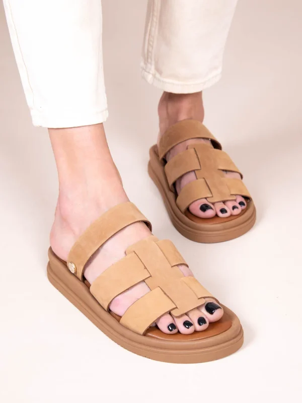 Anne Soft  Γυναικεία Δερμάτινα Flatforms Ταμπά - Image 5