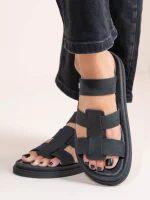 Anne Soft Noir Γυναικεία Δερμάτινα Flatforms Μαύρα - Image 2