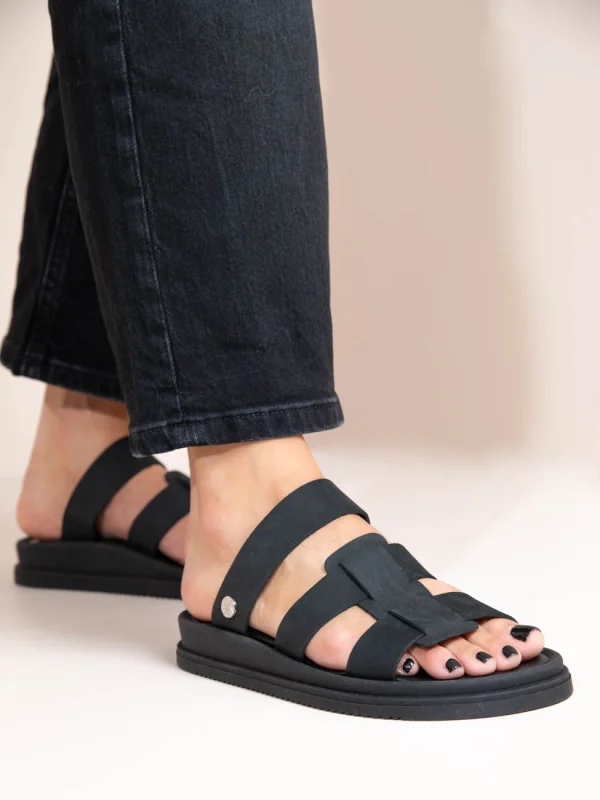 Anne Soft Noir Γυναικεία Δερμάτινα Flatforms Μαύρα - Image 4