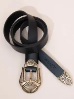 Bijoux Noir Dor Γυναικεία Δερμάτινη Ζώνη Μαύρη