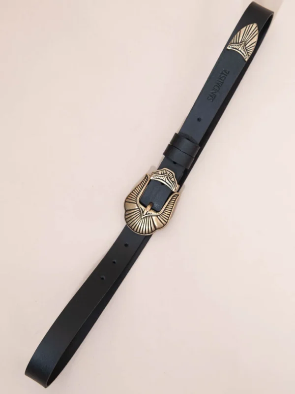 Bijoux Noir Dor Γυναικεία Δερμάτινη Ζώνη Μαύρη - Image 2