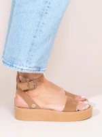 Caree Γυναικεία Δερμάτινα Flatforms Ταμπά