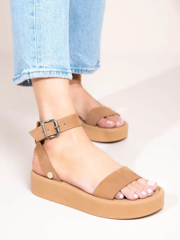 Caree Γυναικεία Δερμάτινα Flatforms Ταμπά - Image 2