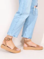 Caree Γυναικεία Δερμάτινα Flatforms Ταμπά - Image 3