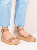 Caree Γυναικεία Δερμάτινα Flatforms Ταμπά - Image 5