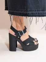 Corke Noir Γυναικεία Δερμάτινα Πέδιλα με Φιάπα Μαύρο - Image 2