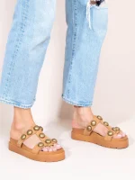 Deux Nu Bronze Γυναικεία Δερμάτινα Flatforms Ταμπά Με Τρουκς - Image 2