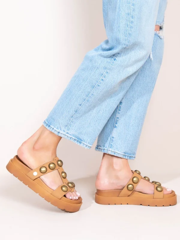 Deux Nu Bronze Γυναικεία Δερμάτινα Flatforms Ταμπά Με Τρουκς - Image 4