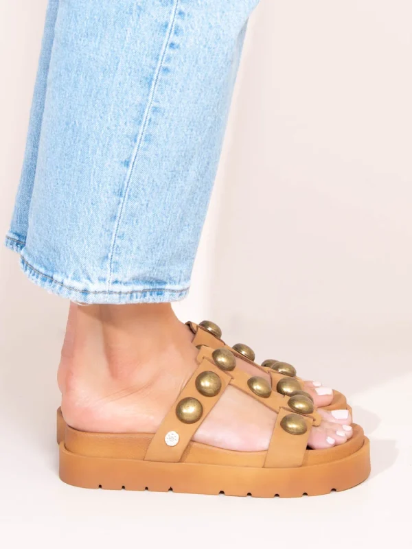 Deux Nu Bronze Γυναικεία Δερμάτινα Flatforms Ταμπά Με Τρουκς - Image 5