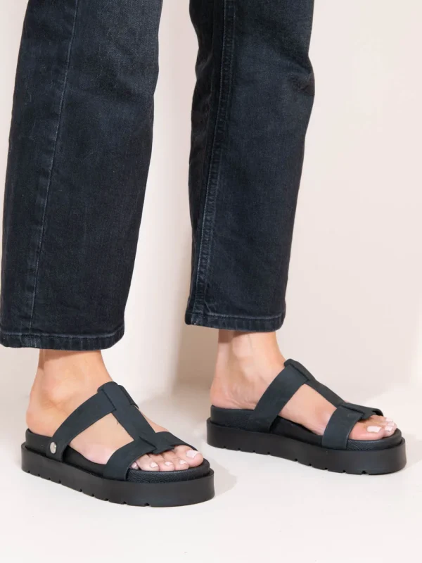 Deux Nu Eleve Noir Γυναικεία Δερμάτινα Flatforms Μαύρα - Image 1