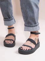 Deux Ponts Eleve Gris Γυναικεία Δερμάτινα Flatforms Μαύρα
