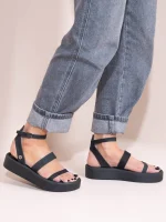 Deux Ponts Eleve Gris Γυναικεία Δερμάτινα Flatforms Μαύρα - Image 2