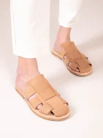 Double Terra Γυναικεία Δερμάτινα Mules Tαμπά
