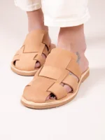 Double Terra Γυναικεία Δερμάτινα Mules Tαμπά - Image 3