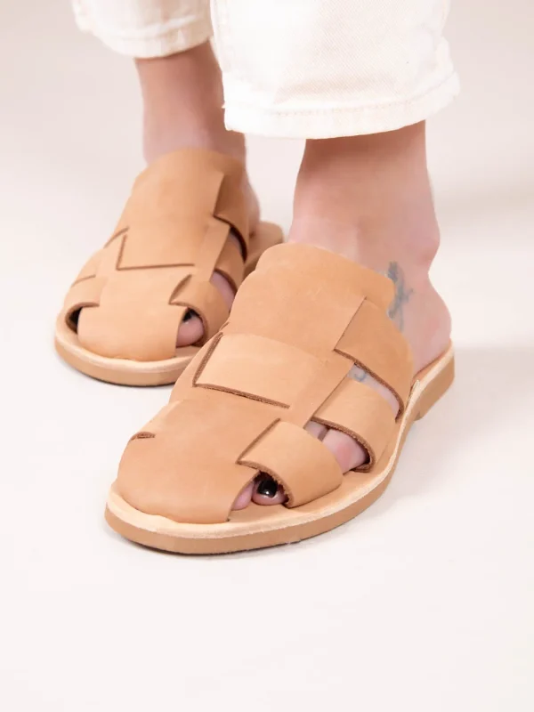 Double Terra Γυναικεία Δερμάτινα Mules Tαμπά - Image 3