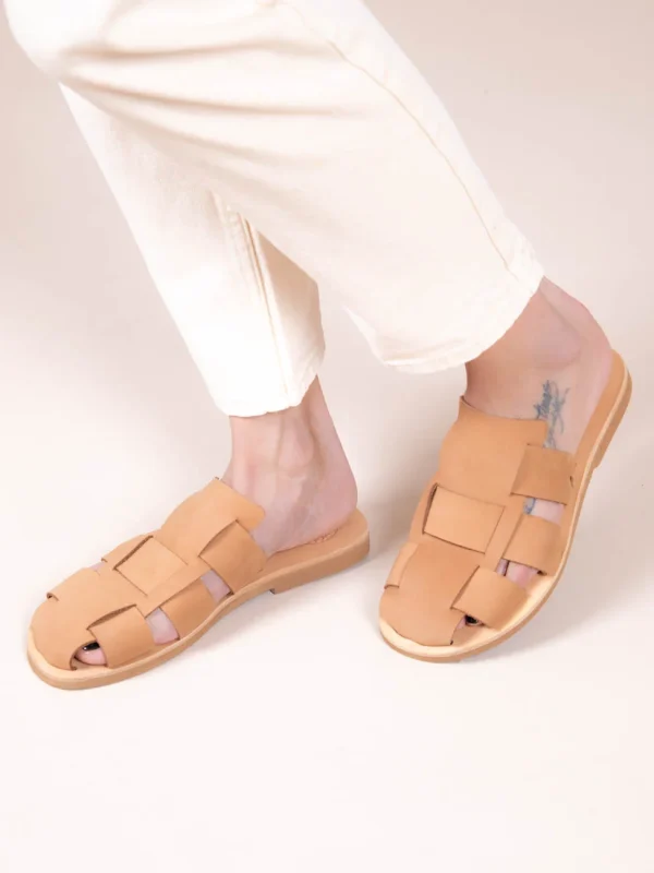 Double Terra Γυναικεία Δερμάτινα Mules Tαμπά - Image 5
