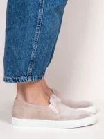 Finess Beige Γυναικεία Δερμάτινα Sneakers Μπεζ - Image 3