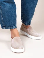 Finess Beige Γυναικεία Δερμάτινα Sneakers Μπεζ - Image 4