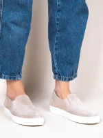 Finess Beige Γυναικεία Δερμάτινα Sneakers Μπεζ - Image 5